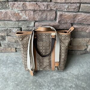 Coach Brown and Tan signature Tote Bag F77142